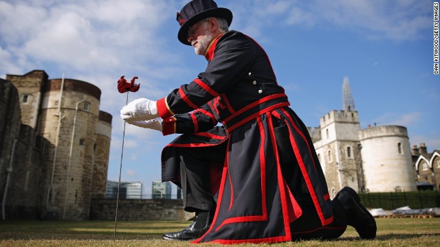 The first was "planted" in the moat of the Tower of London by Crawford Butler, the longest serving Yeoman Warder at the Tower, on July 17, 2014. 