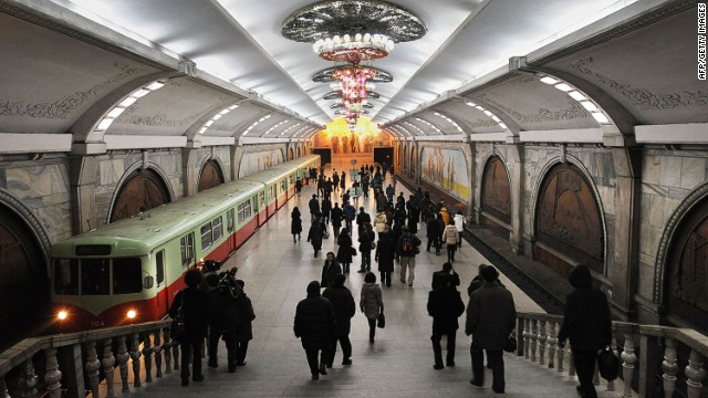 Life might be grim in North Korea, but Pyongyang's metro stations aren't. Their opulence contrasts with the city's drab realities.