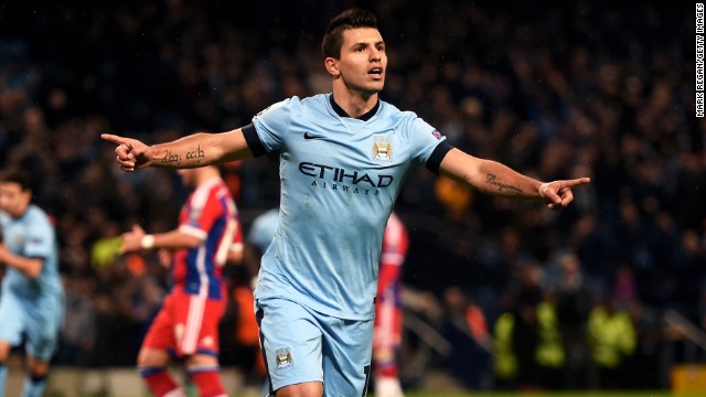 Sergio Aguero scored a hat-trick as Manchester City came from behind to defeat 10-man Bayern Munich 3-2.