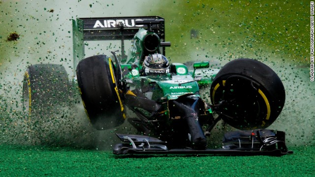 Kamui Kobayashi loses control of his car after crashing into Felipe Massa during the Australian Grand Prix on Sunday, March 16. It was the opening race of the Formula One season.