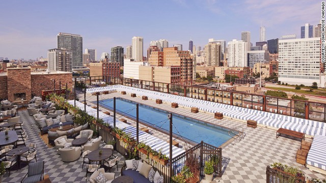 Housed in a historic industrial building, Soho House Chicago features vintage radiators and chandeliers. The spa offering scotch 'n' shave for gents looks like a set from "Mad Men."