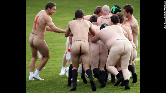 Teams from New Zealand and England compete in a nude rugby match Saturday, June 14, in Dunedin, New Zealand. A nude rugby match has been held in Dunedin every year since 2002.