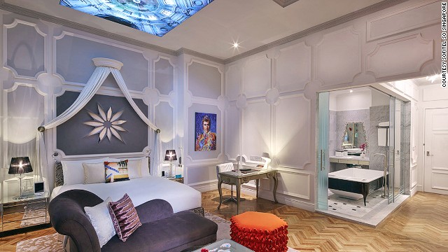 Sofitel So Singapore offers a refreshing splash of textures and colors. Karl Lagerfeld designed elements of the hotel and each room is fitted with iPad minis and iPhones.