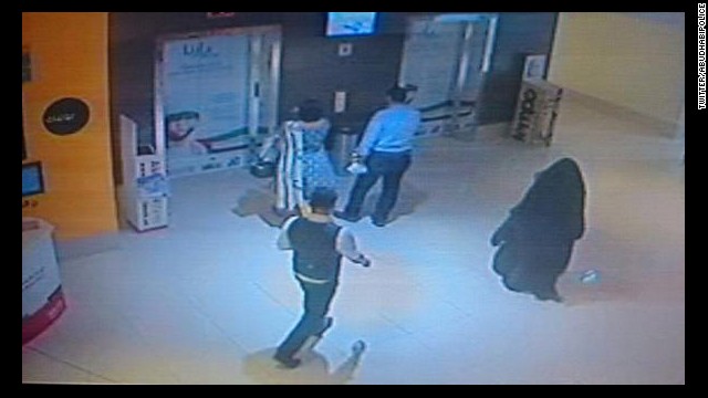 CCTV footage from the Boutik mall shows the suspect -- covered in a black abaya -- in the stabbing of a U.S. woman.