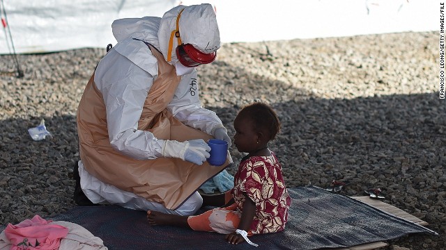 The American nurse was exposed to Ebola while treating patients in Sierra Leone, like the health worker shown here.