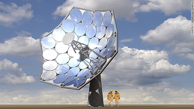 At the core of the technology are IBM-designed water-cooled solar panels whose microchannels carry away the heat produced by the reflector mirrors. The flower-like array of reflectors concentrate the sun's energy more than 2000 times onto the six panels which each hold 25 photovoltaic chips.