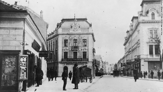 A main street in Belgrade during World War I, circa 1914. 