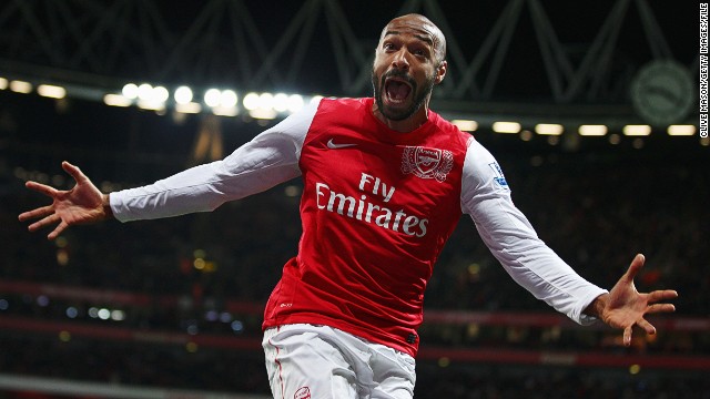 Henry returned to Arsenal for a brief last hurrah in 2012 playing four matches during a loan spell from the New York Red Bulls. He didn't disappoint scoring the winning goal in his first game back -- a third-round FA Cup tie against Leeds United. "He may be cast in bronze but he's still capable of producing truly golden moments," a TV commentator roared as the Frenchman celebrated. 
