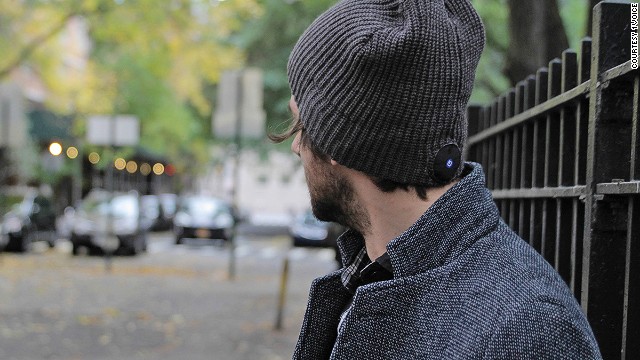 The 1Voice beanie is a warm, wireless way to listen to music. Bluetooth headphones built into the knit hat stream music from your device.