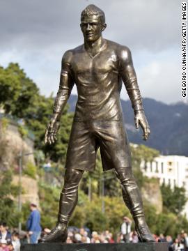 Cristiano Ronaldo's bronze statue stands outside his "CR7 Museum" in his hometown of Funchal on the Portuguese island of Madeira.