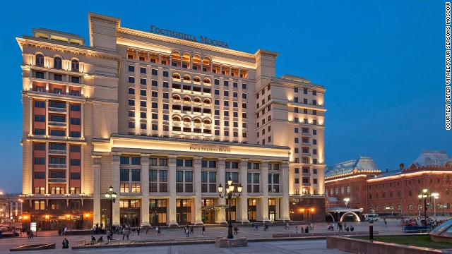 The Four Seasons Moscow sits across the street from Bolshoi Theatre and is adjacent to Red Square. Guests get a Nespresso machine, Roberto Cavalli bathroom amenities and in-room iPad.