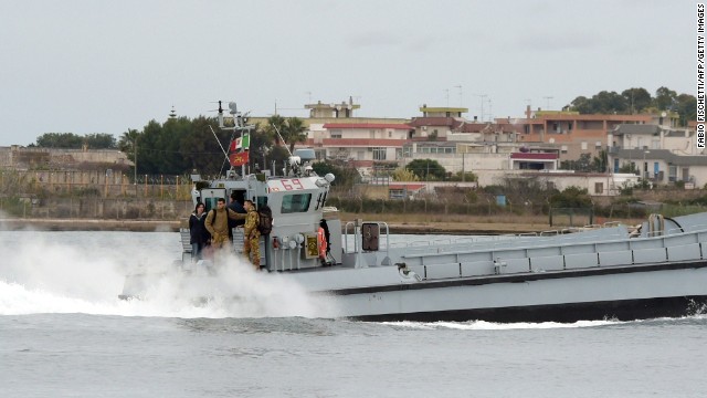 An Italian Navy rescue unit leaves the port of Brindisi. A joint Italian-Greek rescue operation will continue into Sunday night according to the Italian Minister of Defense, Roberta Pinotti.