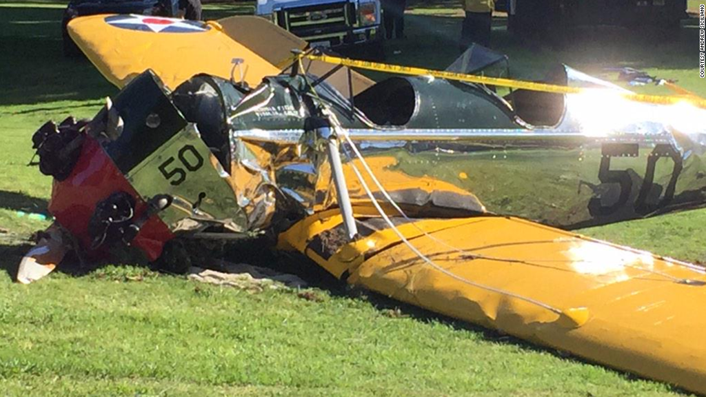 Harrison Fords son says actor is battered, but ok after plane.