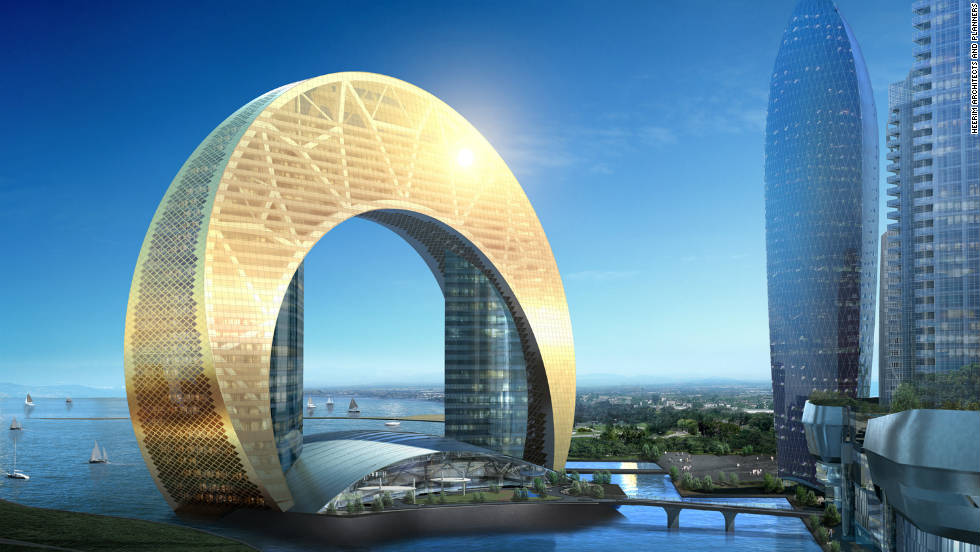 Under development in the oil-rich Azerbaijani capital of Baku, the 33-story Hotel Crescent will become the centerpiece of the sprawling 450,000-square-meter Crescent Bay skyscraper complex. Due to open in late 2016, it&#39;ll be located on an artificial island.