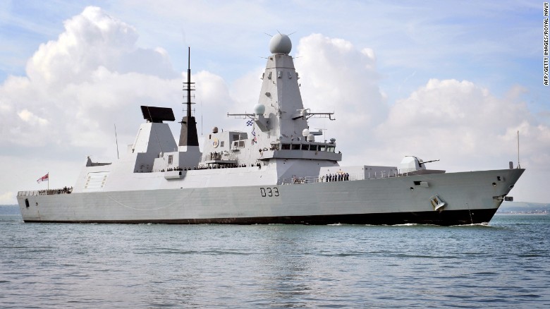 Britain&#39;s Royal Navy Type 45 destroyer HMS Dauntless enters Portsmouth, England.