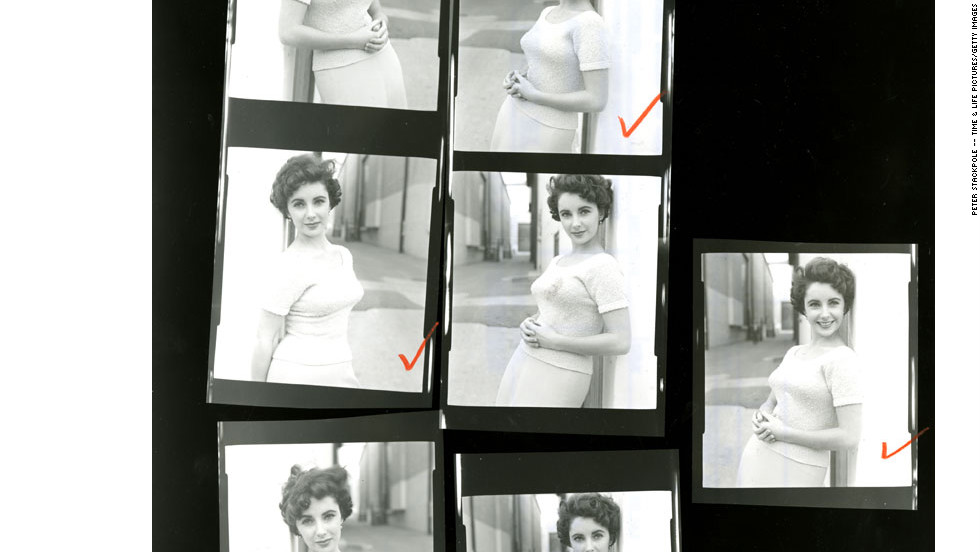 Shown here is a close-up of a contact sheet with pictures of Taylor on the set of "A Place in the Sun." <a href="http://life.time.com/culture/elizabeth-taylor-and-montgomery-clift-unpublished-photos/#1" target="_blank">View more unpublished images of Elizabeth Taylor at Life.com.</a>