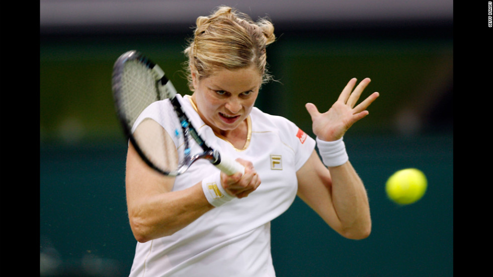 Belgium's Kim Clijsters returns the ball Wednesday during her match against Czech Republic's Andrea Hlavackova.