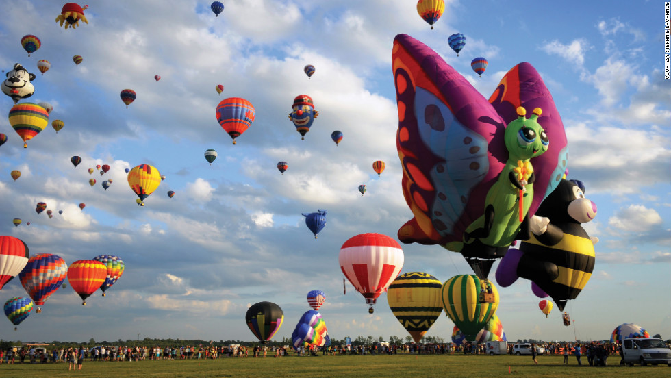 The balloons at the International Balloon Festival of Saint-Jean-sur-Richelieu in Quebec come in many shapes.