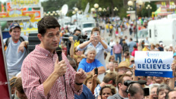 Republican vice presidential candidate, U.S. Rep. Paul Ryan (R-WI) speaks during a campagin stop at the Des Moines Register Soap Box at the Iowa State Fair August 13, 2012, in Des Moines, Iowa. Both Ryan and Republican presidential candidate, former Massachusetts Gov. Mitt Romney are on a multi-day campagin tour through battleground states. (Photo by Steve Pope/Getty Images)