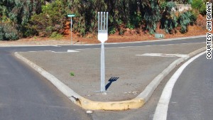 A 6-foot-tall kitchen utensil appeared at an intersection this week in Carlsbad, California.