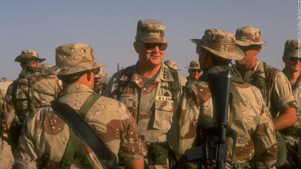 Retired Gen. Norman Schwarzkopf, who commanded coalition forces during the Gulf War, died Thursday, a U.S. official said. He was 78. Operation Desert Shield commander Schwarzkopf, center, with U.S. Special Forces soldiers in US-led allied gulf crisis-containing operations on September 27, 1990.