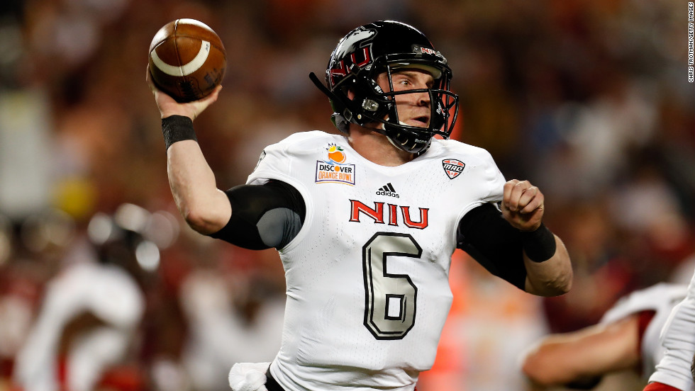 Jordan Lynch of the Northern Illinois Huskies throws a pass in the first half against the Florida State Seminoles on January 1.