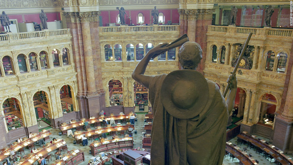 The reading room at the Library of Congress's historic Thomas Jefferson Building in Washington, D.C.
