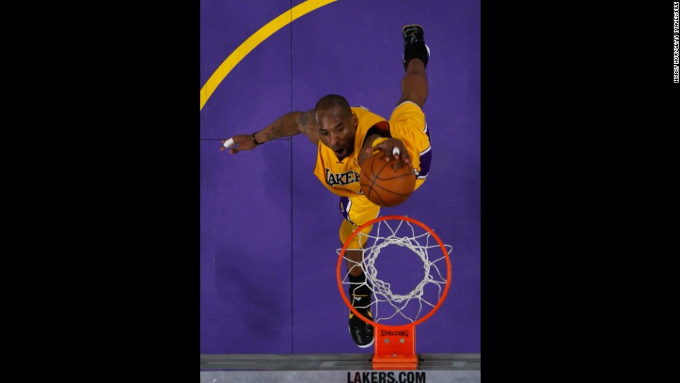 Bryant dunks in the third quarter against the New Orleans Hornets in game five of the Western Conference Quarterfinals in the 2011 NBA Playoffs on April 26, 2011, at Staples Center.