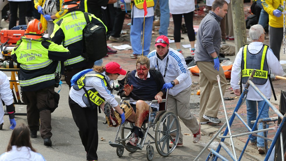 Terrorism strikes Boston Marathon as bombs kill 3, wound scores.