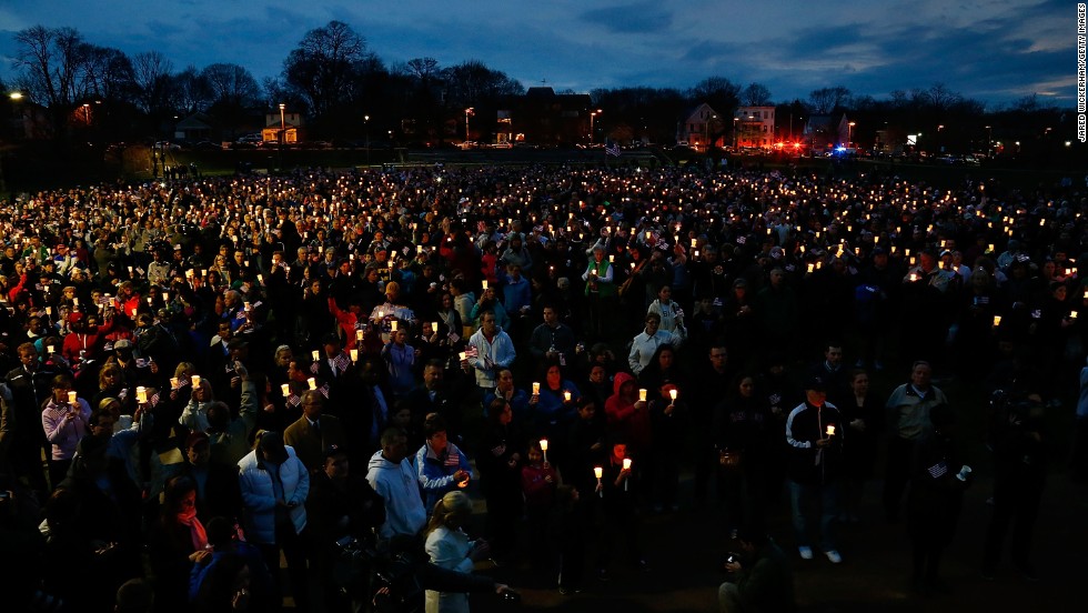 On April 16, 2013, a vigil was held at Boston's Garvey Park for 8-year-old bombing victim <a href="http://www.cnn.com/2013/04/16/us/boston-boy-killed/index.html">Martin Richard</a>. The other victims were <a href="http://ac360.blogs.cnn.com/2013/04/16/remembering-bombing-victim-krystle-campbell/?iref=allsearch">Krystle Campbell</a>, a 29-year-old restaurant manager from Medford, Massachusetts, and <a href="http://www.cnn.com/2013/04/17/us/boston-marathon-student-victim/index.html">Lingzi Lu</a>, a 23-year-old Chinese national attending graduate school at Boston University.