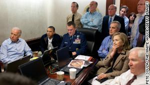 Vice President Joe Biden, left, President Barack Obama, and Secretary of State Hillary Clinton, second from right, watch the mission to capture Osama bin Laden from the Situation Room in the White House on May 1, 2011. Click through to see reactions from around the world following the death of the al Qaeda leader.