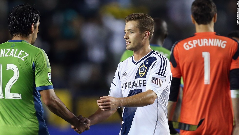 Robbie Rogers became the first openly gay male athlete to play in a professional American sporting match when he took the field for Major League Soccer's Los Angeles Galaxy during a match against the Seattle Sounders on May 26.