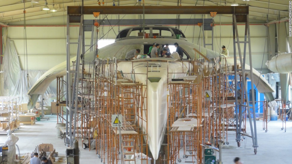 The award-winning superyacht "Adastra" being built in 2013.