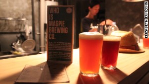 Magpie Basement offers only two beers, both home-brewed. 