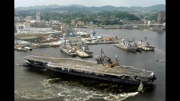 The Kitty Hawk class was named for the USS Kitty Hawk, seen here departing Yokosuka, Japan, in 2008. At that time, the Kitty Hawk was the oldest carrier in the U.S. Navy and the only conventional-power aircraft carrier still in commission. It was decommissioned in 2009.