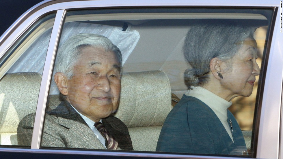 Akihito leaves the University of Tokyo Hospital in Tokyo on February 12, 2012. Akihito was scheduled to undergo heart bypass surgery after tests showed the narrowing of his arteries had worsened. 