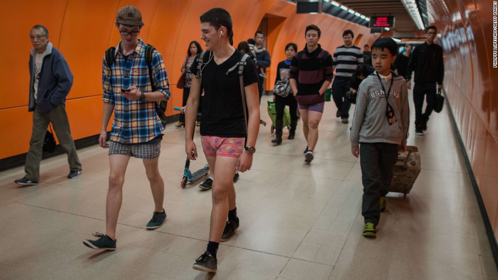 People shed pants for No Pants Subway Ride