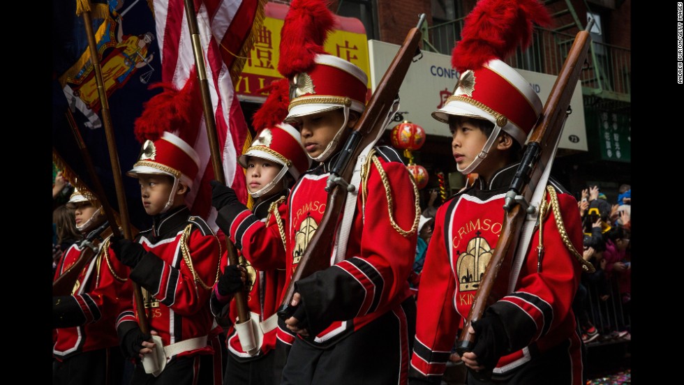 Children participate in a parade in the Chinatown neighborhood of New York City on February 2.