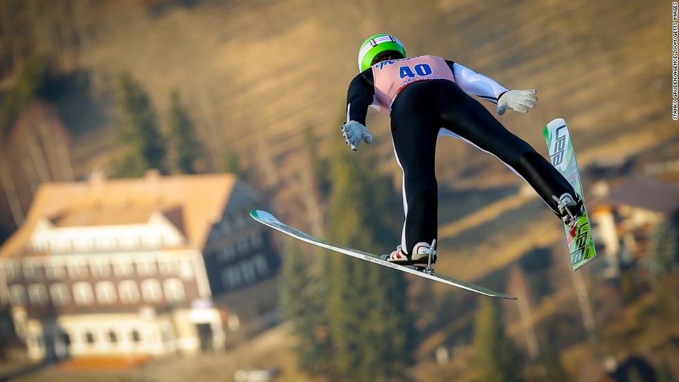 Slovenia's Peter Prevc jumps Friday, March 14, at the FIS Ski-Flying World Championships in Harrachov, Czech Republic.