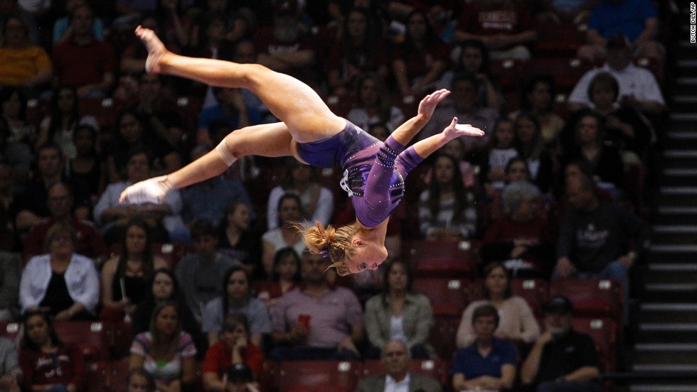 Louisiana State University's Kaleigh Dickson competes on the balance beam during the NCAA women's gymnastics championships on April 19 in Birmingham, Alabama.