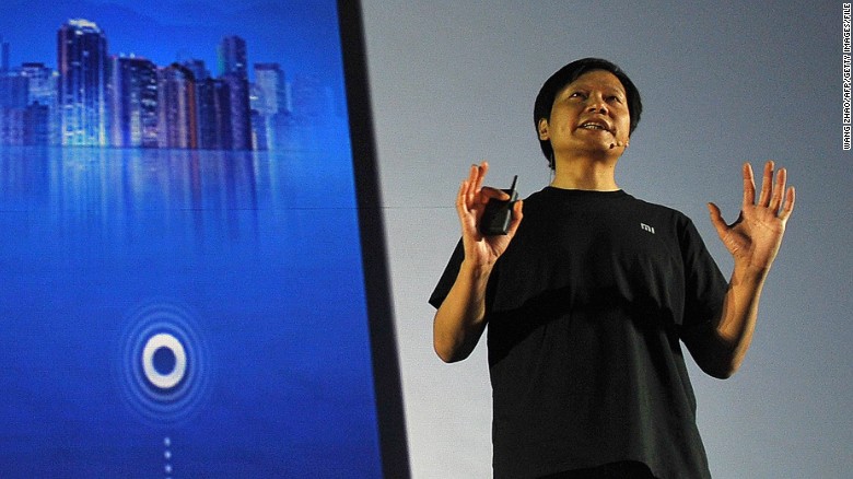 Xiaomi CEO and founder Lei Jun speaks at the launch of a new smartphone in Beijing in 2013. 