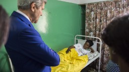 Kerry visits patients at the Fistula Clinic at St. Joseph's Hospital in Kinshasa, Congo, on Sunday, May 4, 2014.
