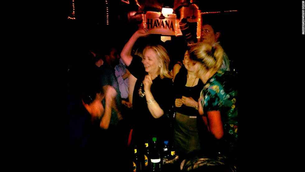 Clinton dances while in Cartagena, Colombia, on April 15, 2012.