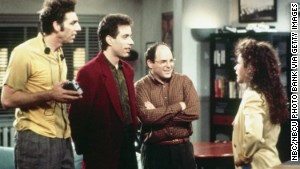 SEINFELD -- Pictured: (l-r) Michael Richards as Cosmo Kramer, Jerry Seinfeld as Jerry Seinfeld, Jason Alexander as George Costanza, Julia Louis-Dreyfus as Elaine Benes  (Photo by NBC/NBCU Photo Bank via Getty Images)