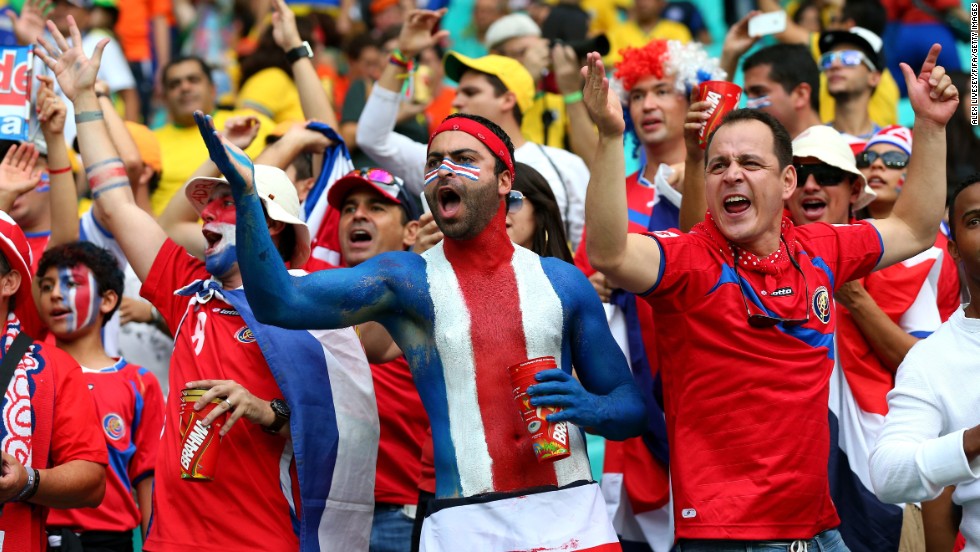 Costa Rica fans cheer prior to the game.