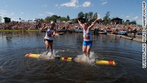 Shana Verstegen competes in the logrolling event at the Lumberjack World Championship in 2011.