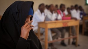  A discussion on female genital mutilation (FGM) takes place at Sheikh Nuur primary school in Hargeysa, Somalia, on February 19, 2014. 