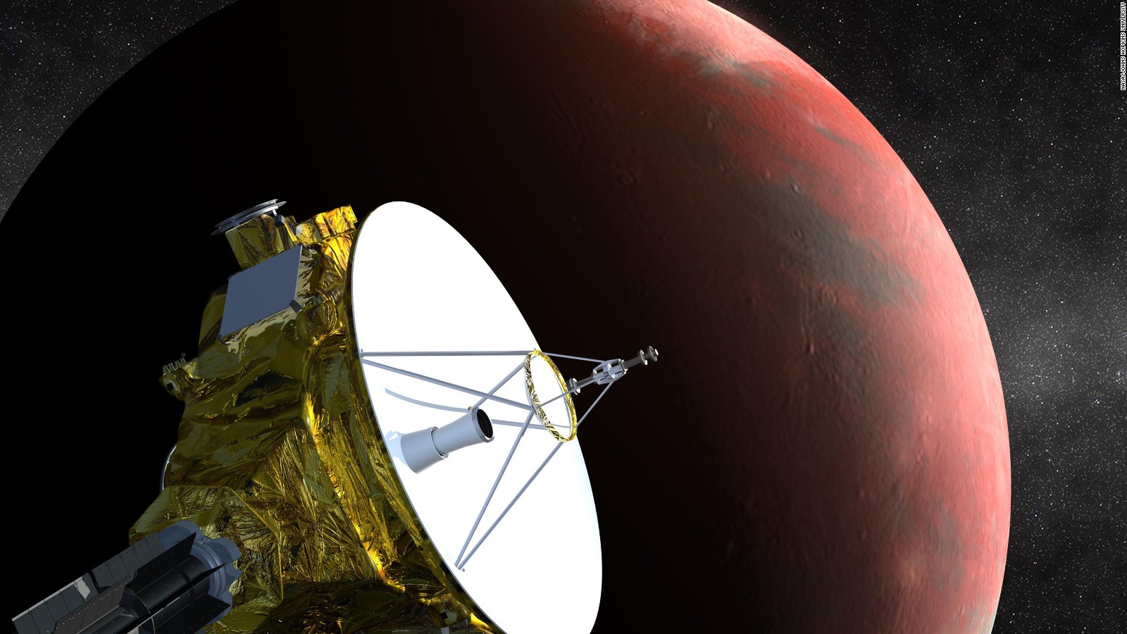 NASA's New Horizons spacecraft is the first probe sent to Pluto and it'scheduled to arrive in July 2015. This is an artist's concept of the spacecraft flying past Pluto.