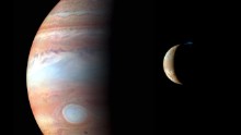 New Horizons captured this image of Jupiter and its volcanic moon Io in early 2007.