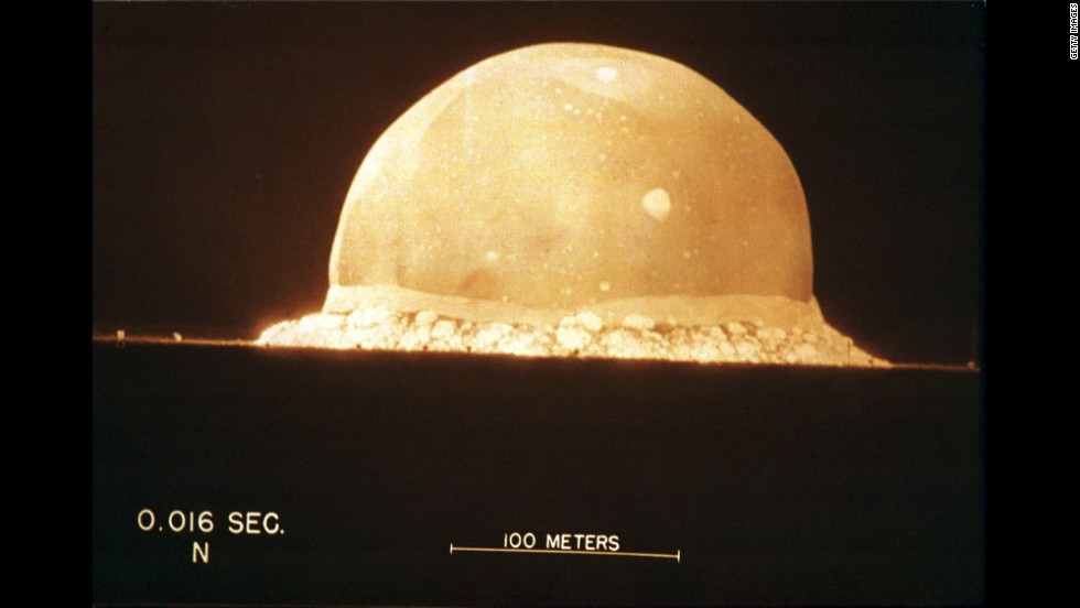 A photograph on display at the Bradbury Science Museum shows the first instant of the first atomic bomb test, on July 16, 1945, at 5:29 a.m. at Trinity Site in New Mexico. The Potsdam Declaration, announced 10 days later, called for Japan&#39;s unconditional surrender, threatening &quot;prompt and utter destruction.&quot; It did not, however, specifically mention the bomb.
